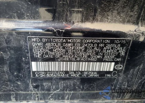 2015 Lexus Gs 350 z USA, uszkodzony, nr VIN JTHBE1BL4FA019482